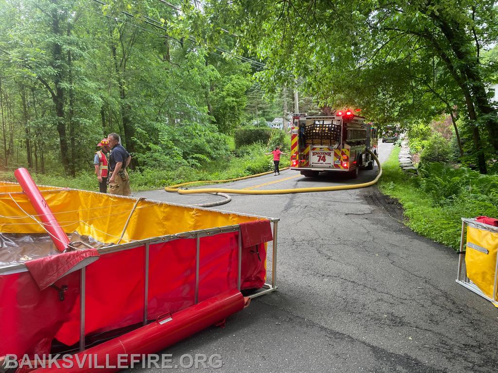 BIFD operating at a structure fire, mutual aid to Stamford