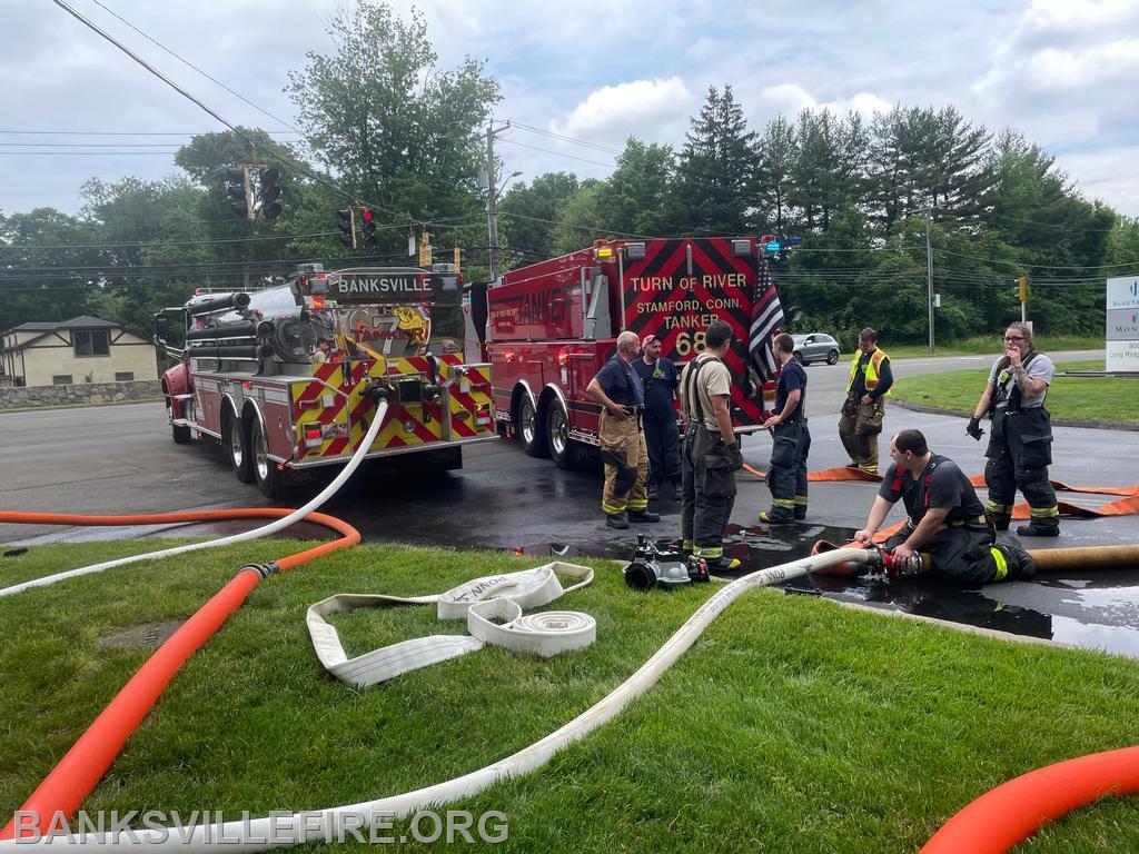 BIFD operating at a structure fire, mutual aid to Stamford