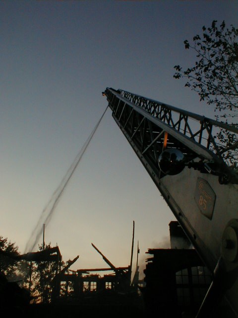 Ladder 77 Working at Conyers Farm House Fire, 2001