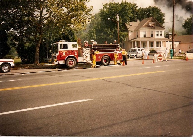 Engine 159 Pumping At Cos Cob School Fire, 1990